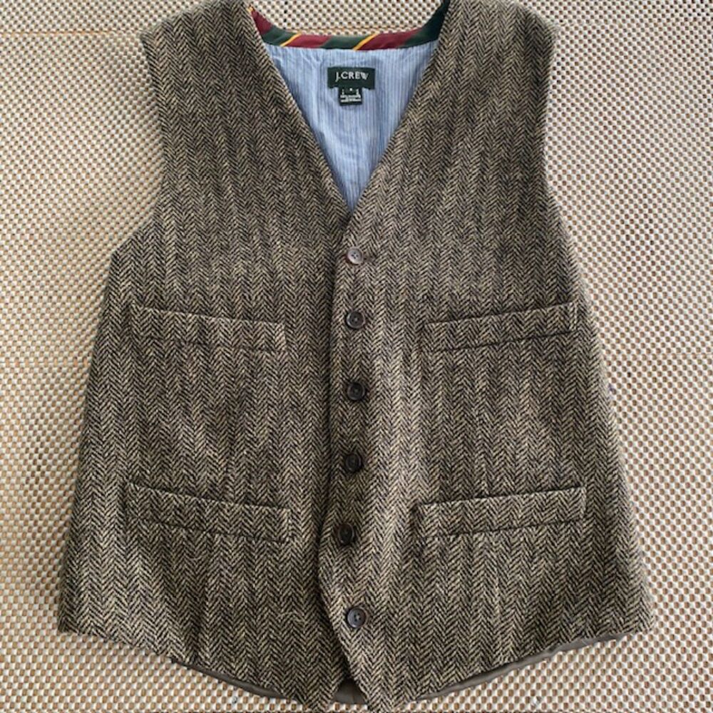 J. Crew Ludlow Suit Vest Waist Coat Moon Yorkshire Tweed Wool Herringbone Small